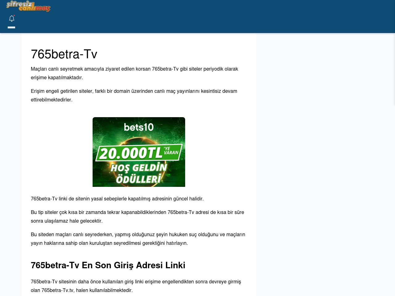 765betra-Tv Canlı Maç - Şifresiz canlı maç izle