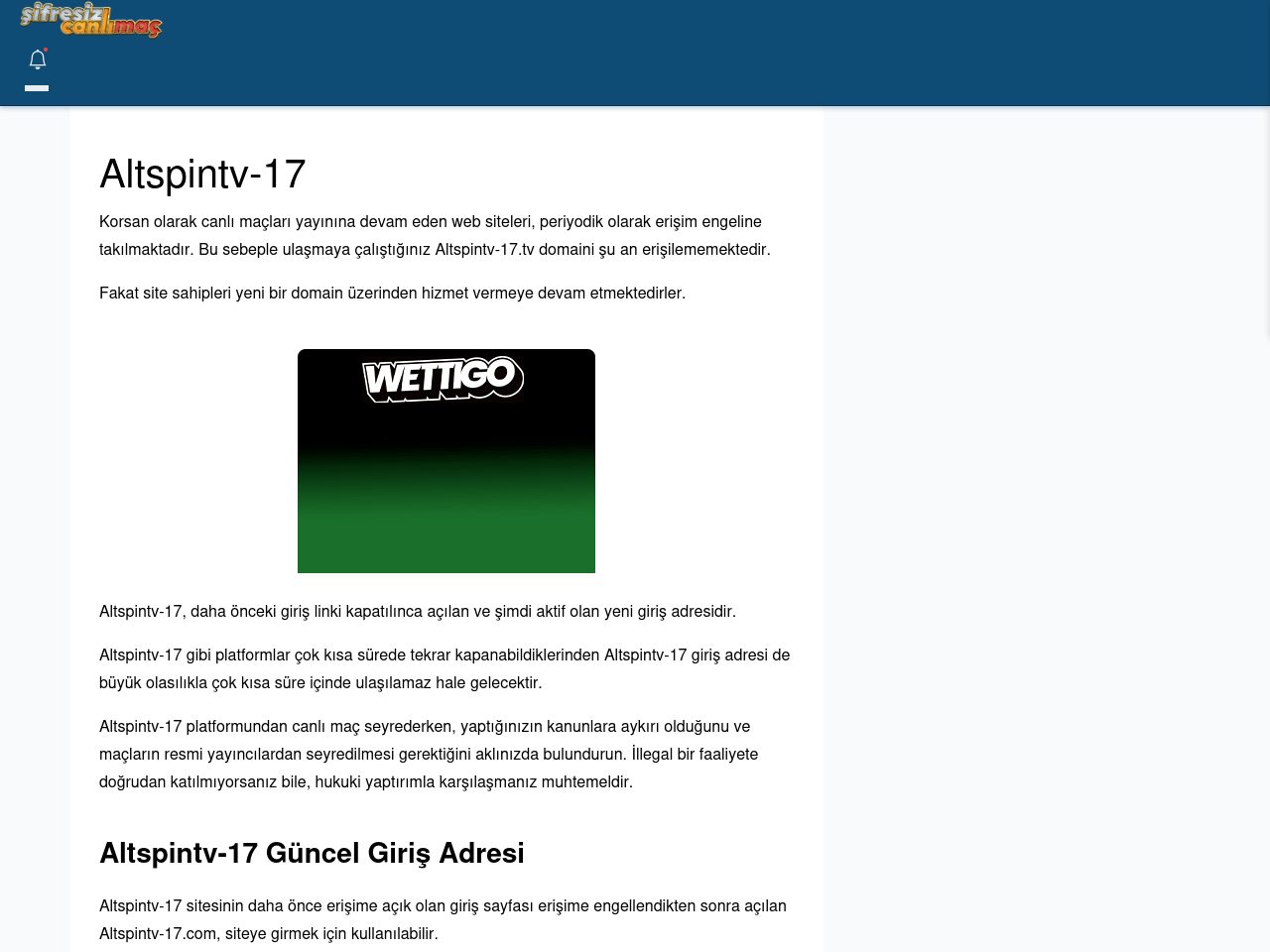 Altspintv-17 Maç İzle - Şifresiz canlı maç izle