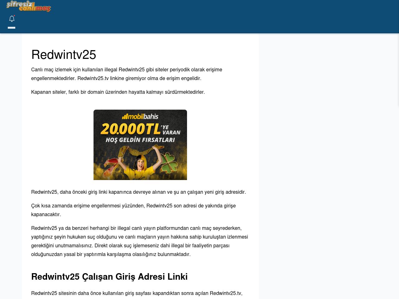 Redwintv25 Güncel Giriş - Şifresiz canlı maç izle