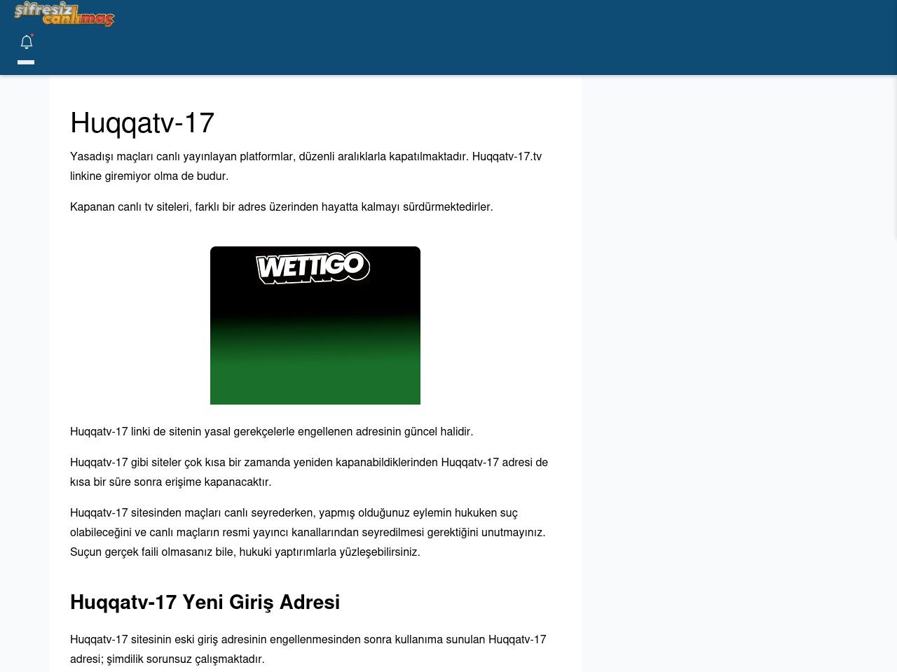 Huqqatv-17 Canlı Maç İzle - Şifresiz canlı maç izle