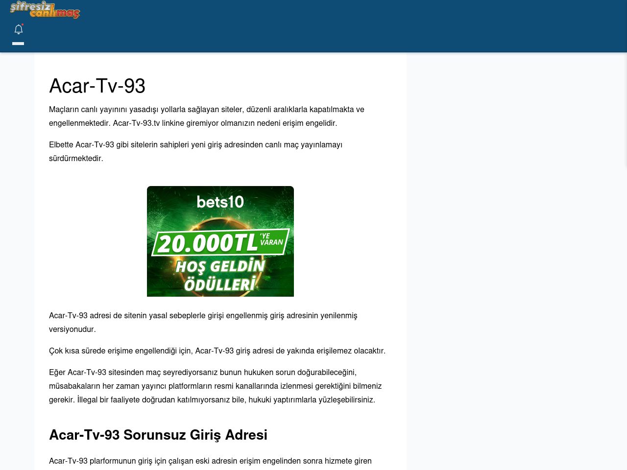 Acar-Tv-93 Güncel Giriş - Şifresiz canlı maç izle