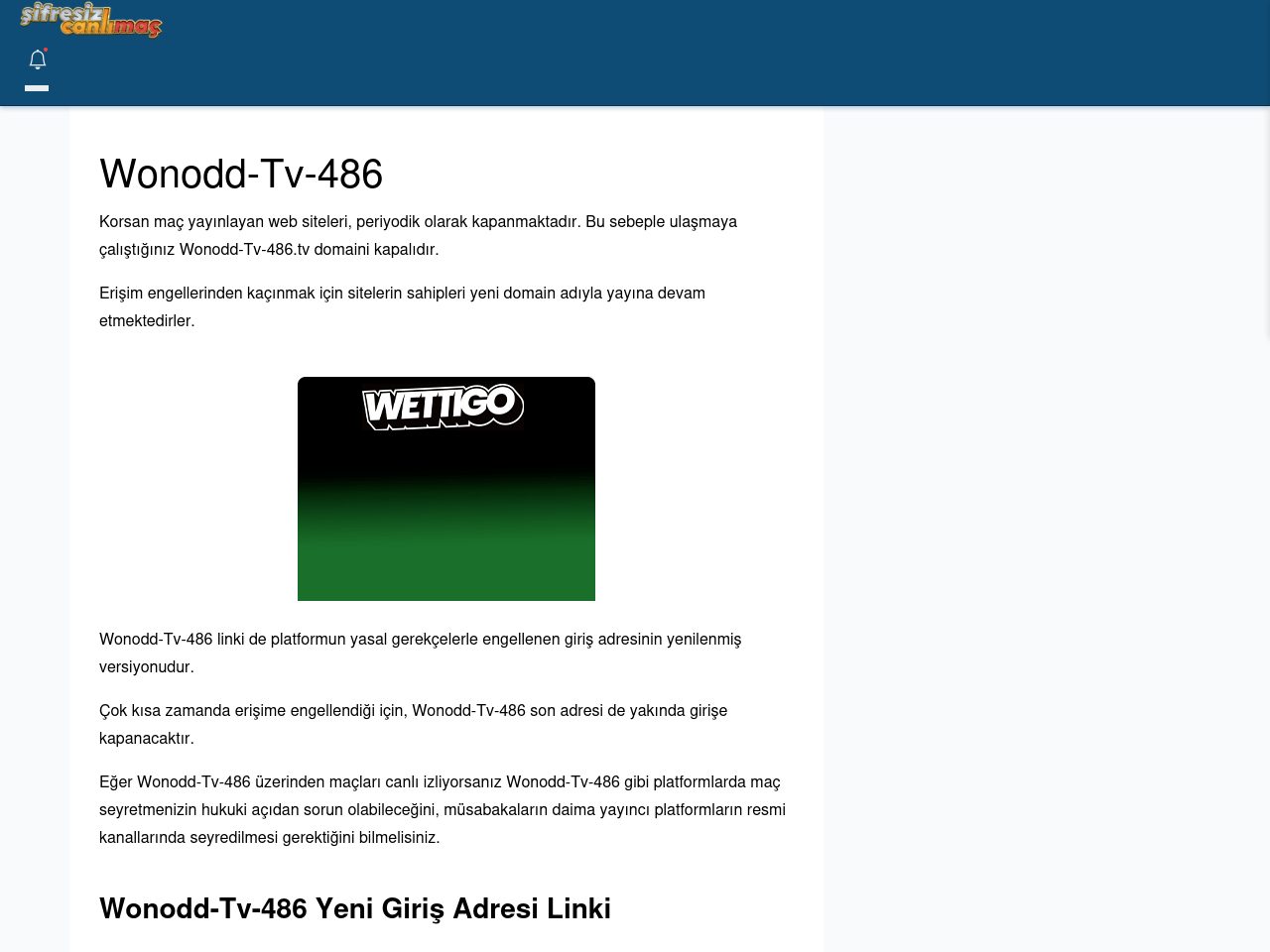 Wonodd-Tv-486 Canlı Maç İzle - Şifresiz canlı maç izle