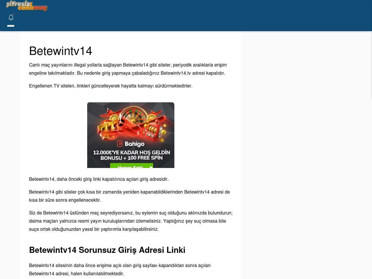 Betewintv14 Maç İzle - Şifresiz canlı maç izle