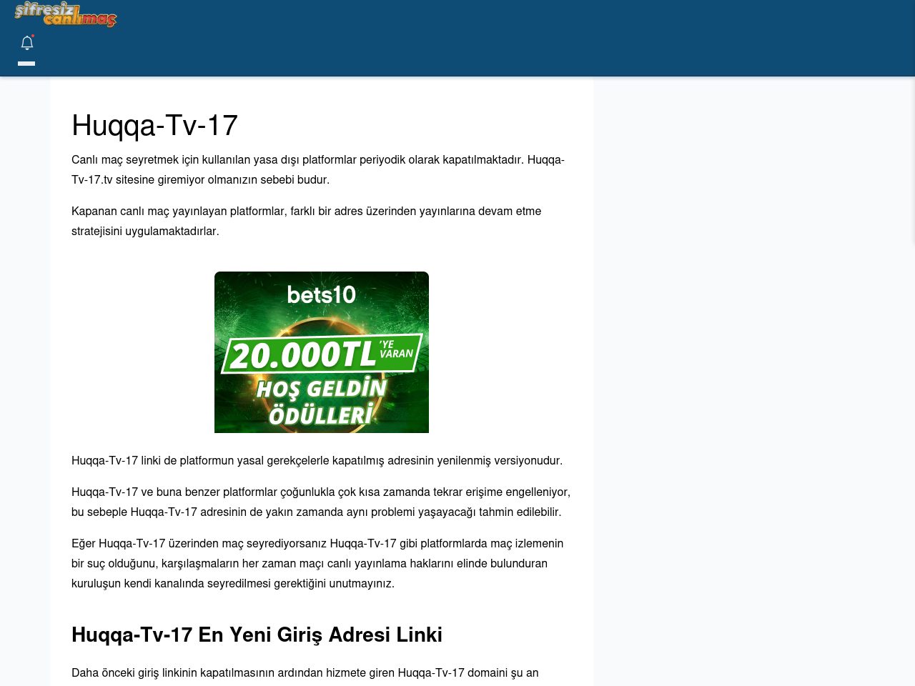 Huqqa-Tv-17 Canlı Maç İzle - Şifresiz canlı maç izle