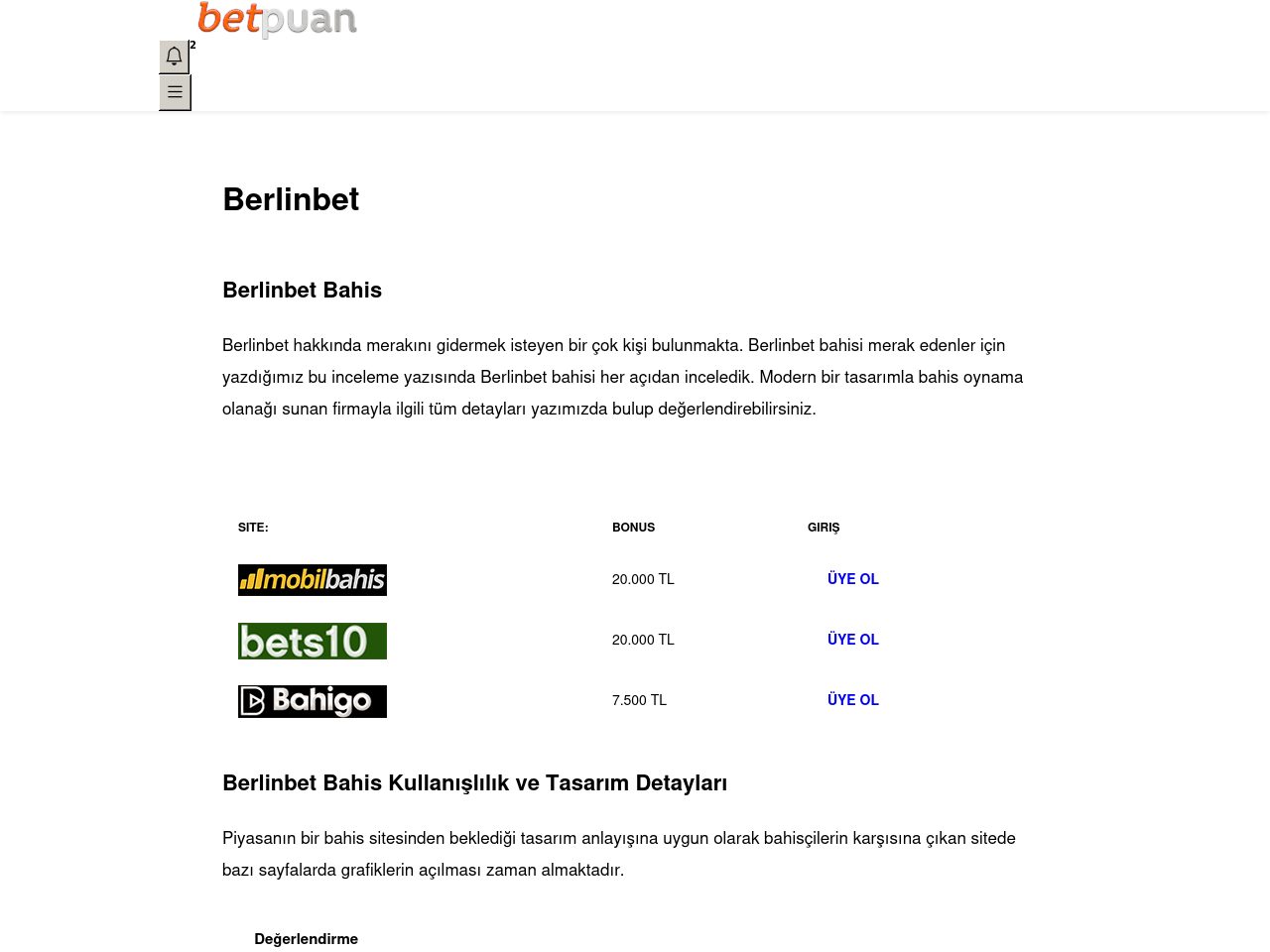 Berlinbet Bahis Detaylı İnceleme