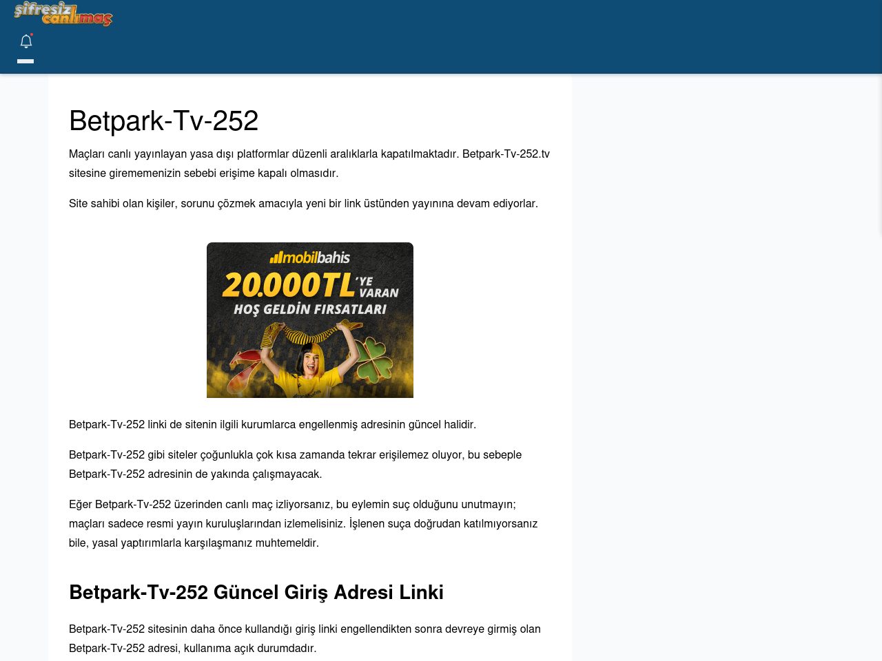 Betpark-Tv-252 Canlı Maç - Şifresiz canlı maç izle