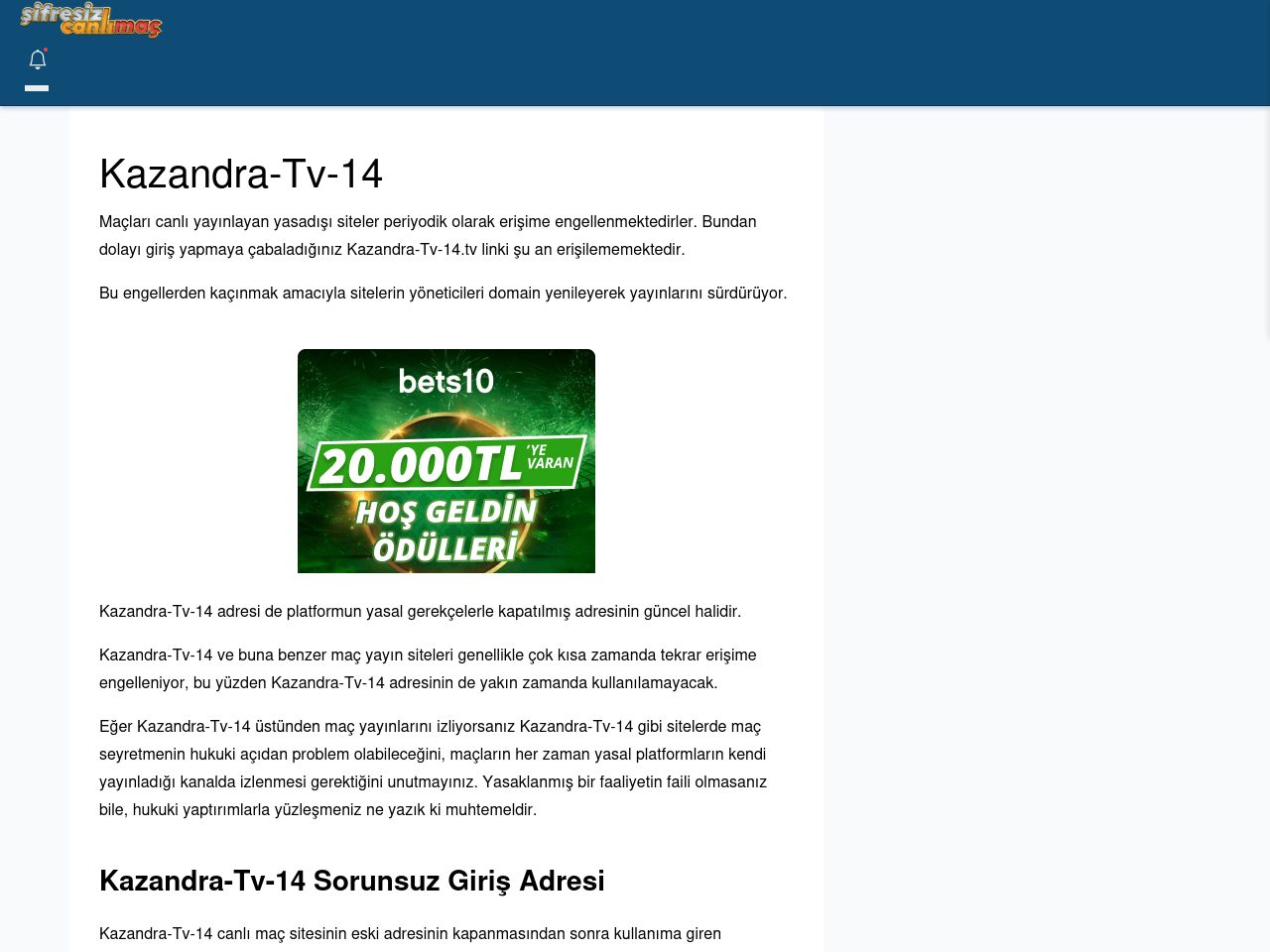 Kazandra-Tv-14 Güncel Giriş - Şifresiz canlı maç izle