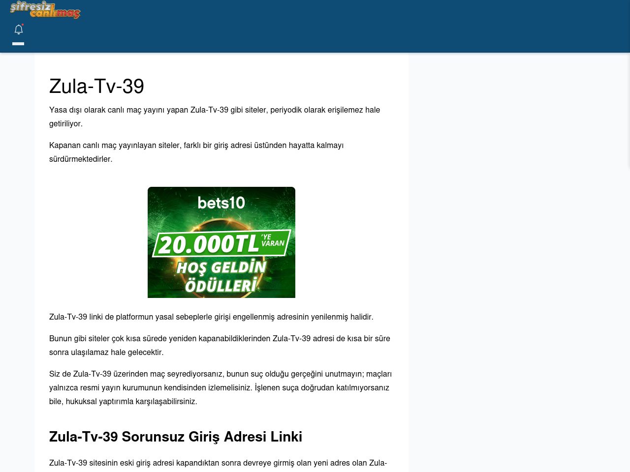 Zula-Tv-39 Maç İzle - Şifresiz canlı maç izle