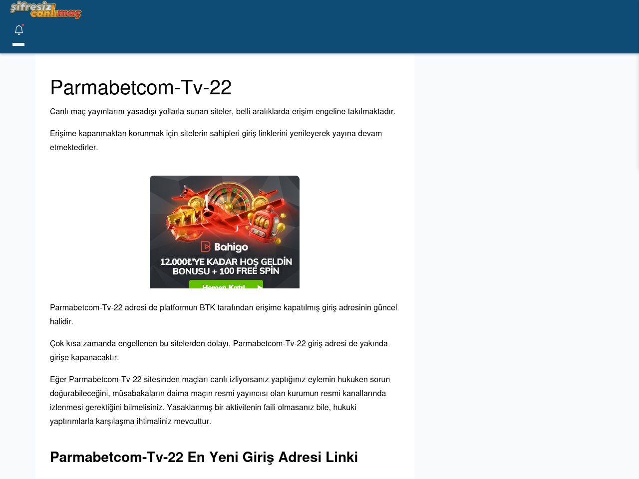 Parmabetcom-Tv-22 Canlı Maç İzle - Şifresiz canlı maç izle