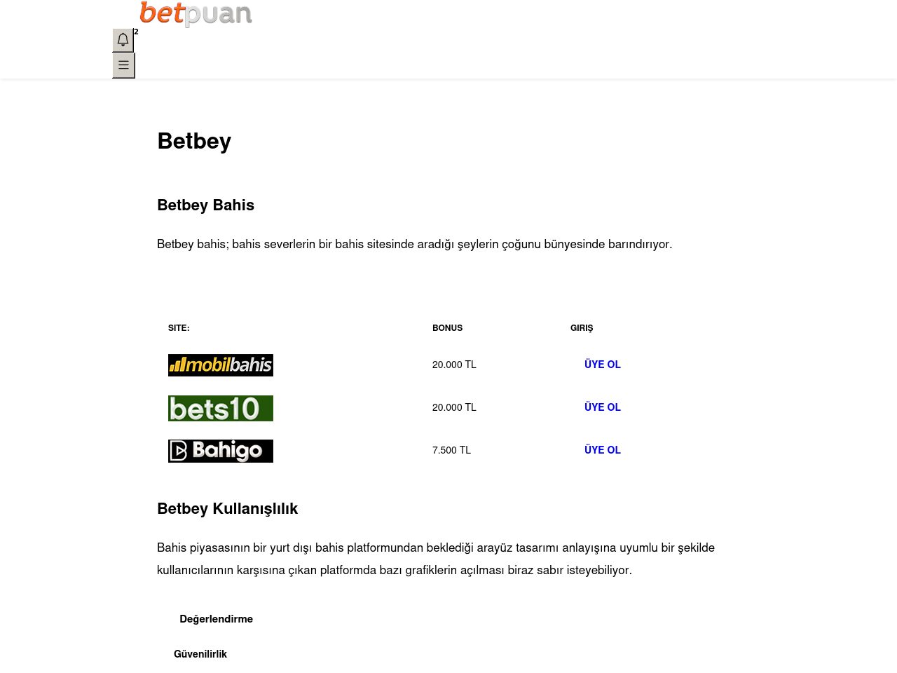Betbey Bahis Ayrıntılı İnceleme