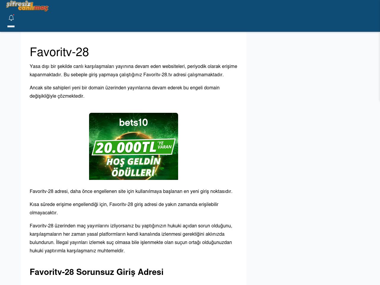 Favoritv-28 Güncel Giriş - Şifresiz canlı maç izle