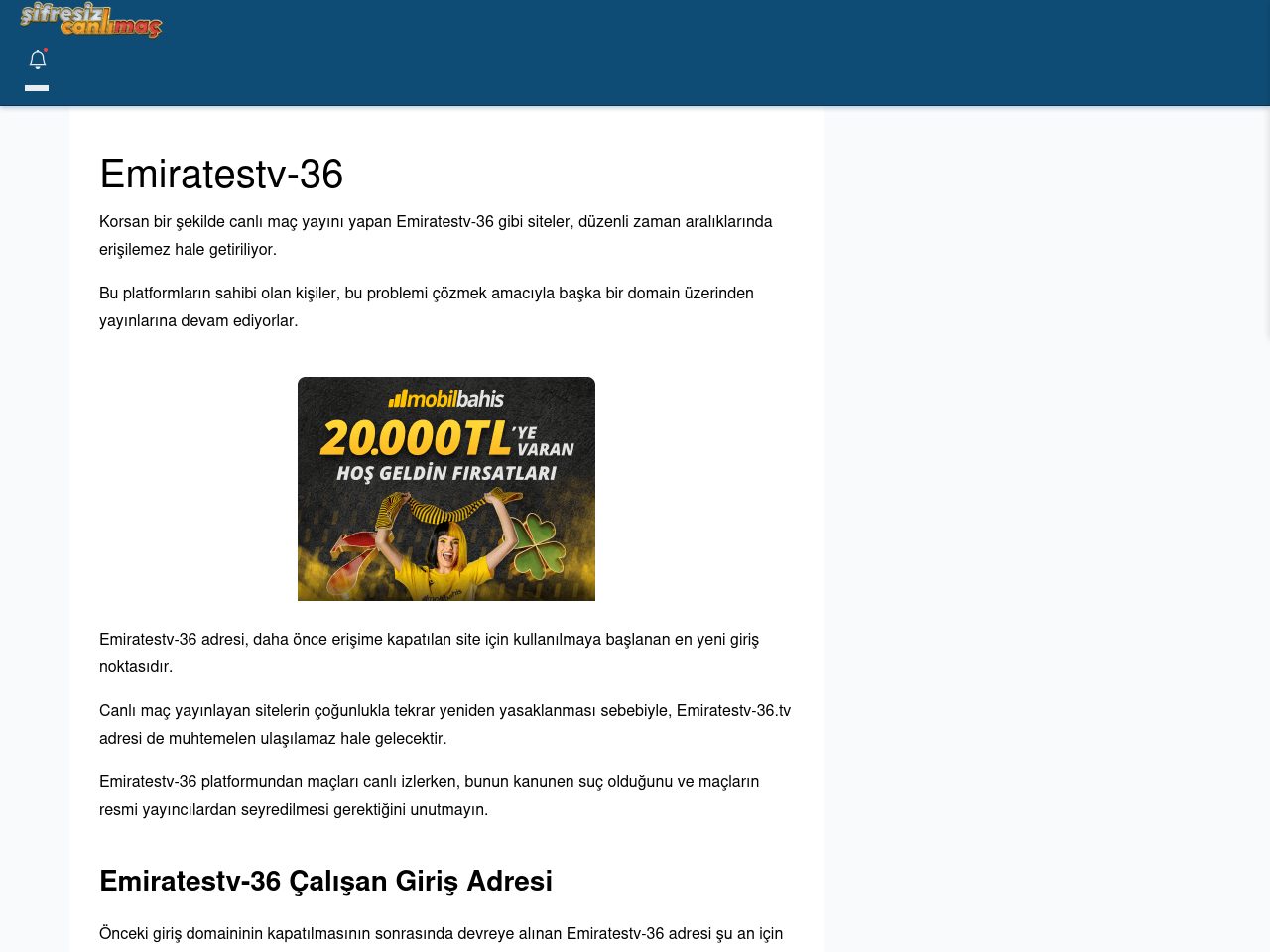 Emiratestv-36 Güncel Giriş - Şifresiz canlı maç izle