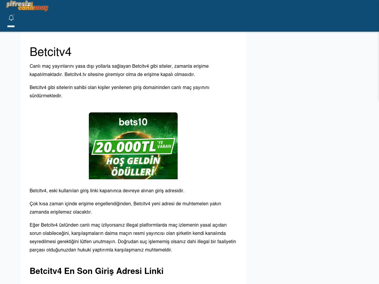 Betcitv4 Giriş Adresi - Şifresiz canlı maç izle