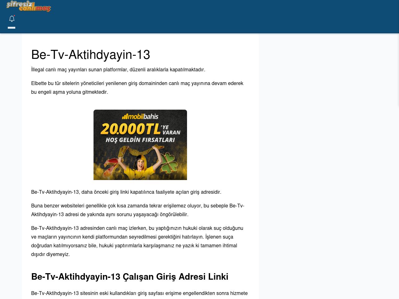 Be-Tv-Aktihdyayin-13 Canlı Maç İzle - Şifresiz canlı maç izle