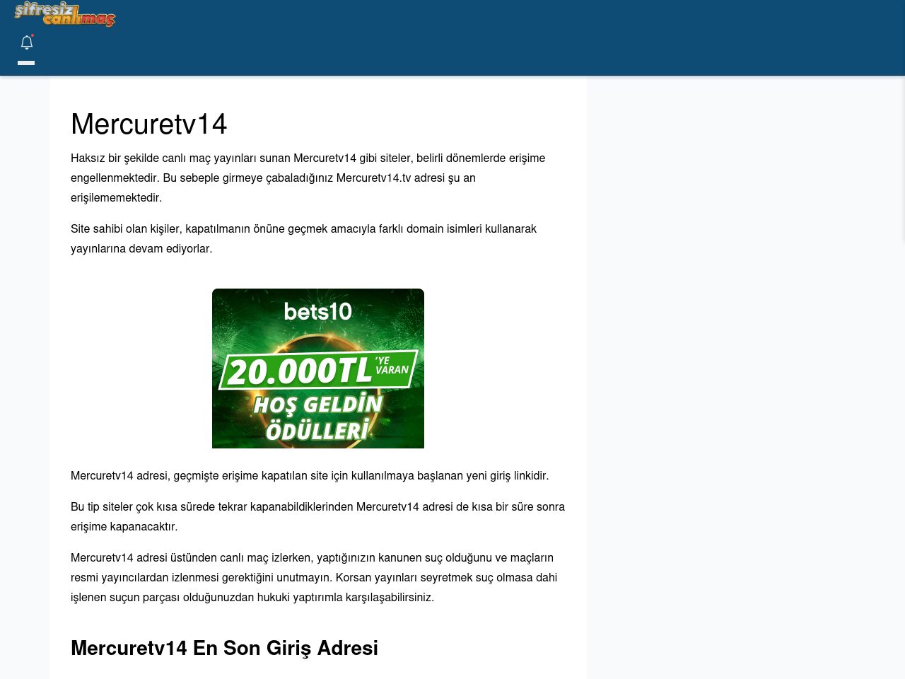 Mercuretv14 Giriş Adresi - Şifresiz canlı maç izle