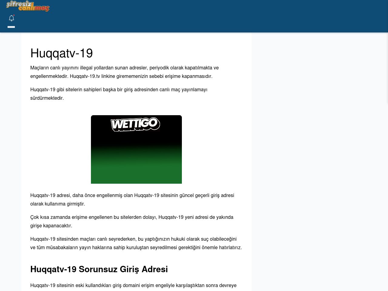 Huqqatv-19 Canlı Maç - Şifresiz canlı maç izle