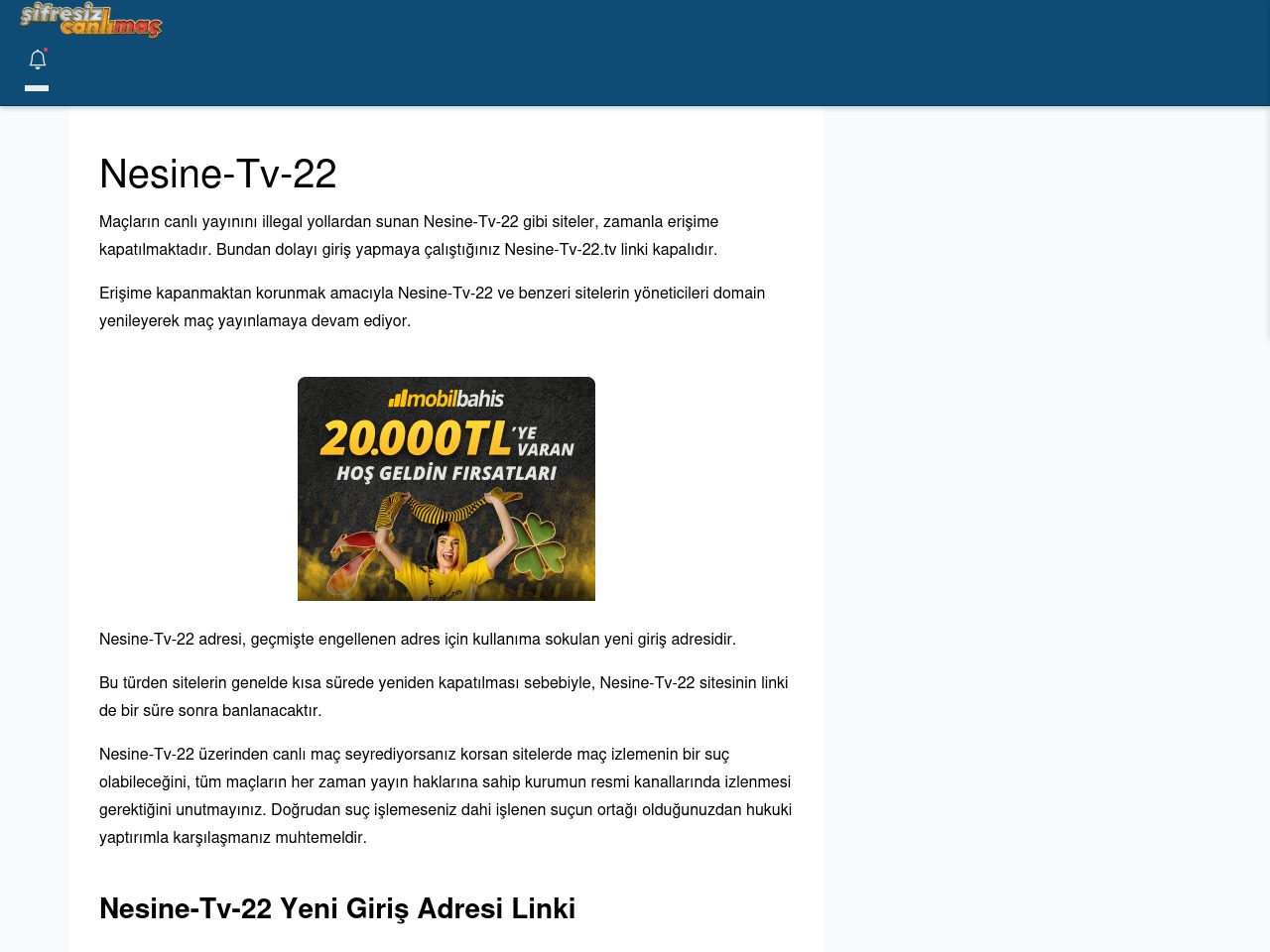 Nesine-Tv-22 Maç İzle - Şifresiz canlı maç izle