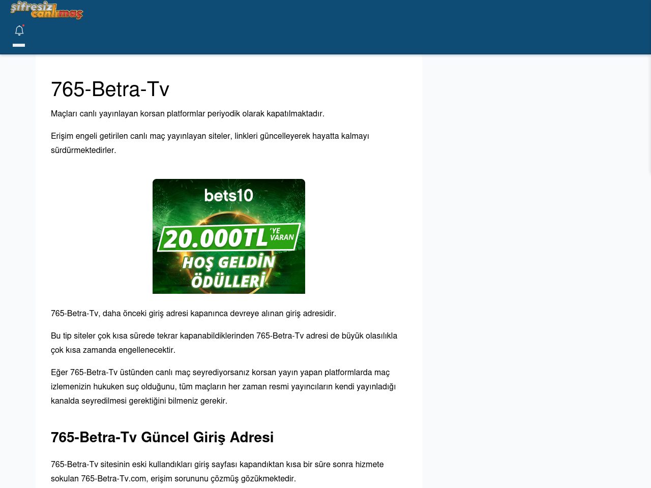 765-Betra-Tv Giriş Linki - Şifresiz canlı maç izle