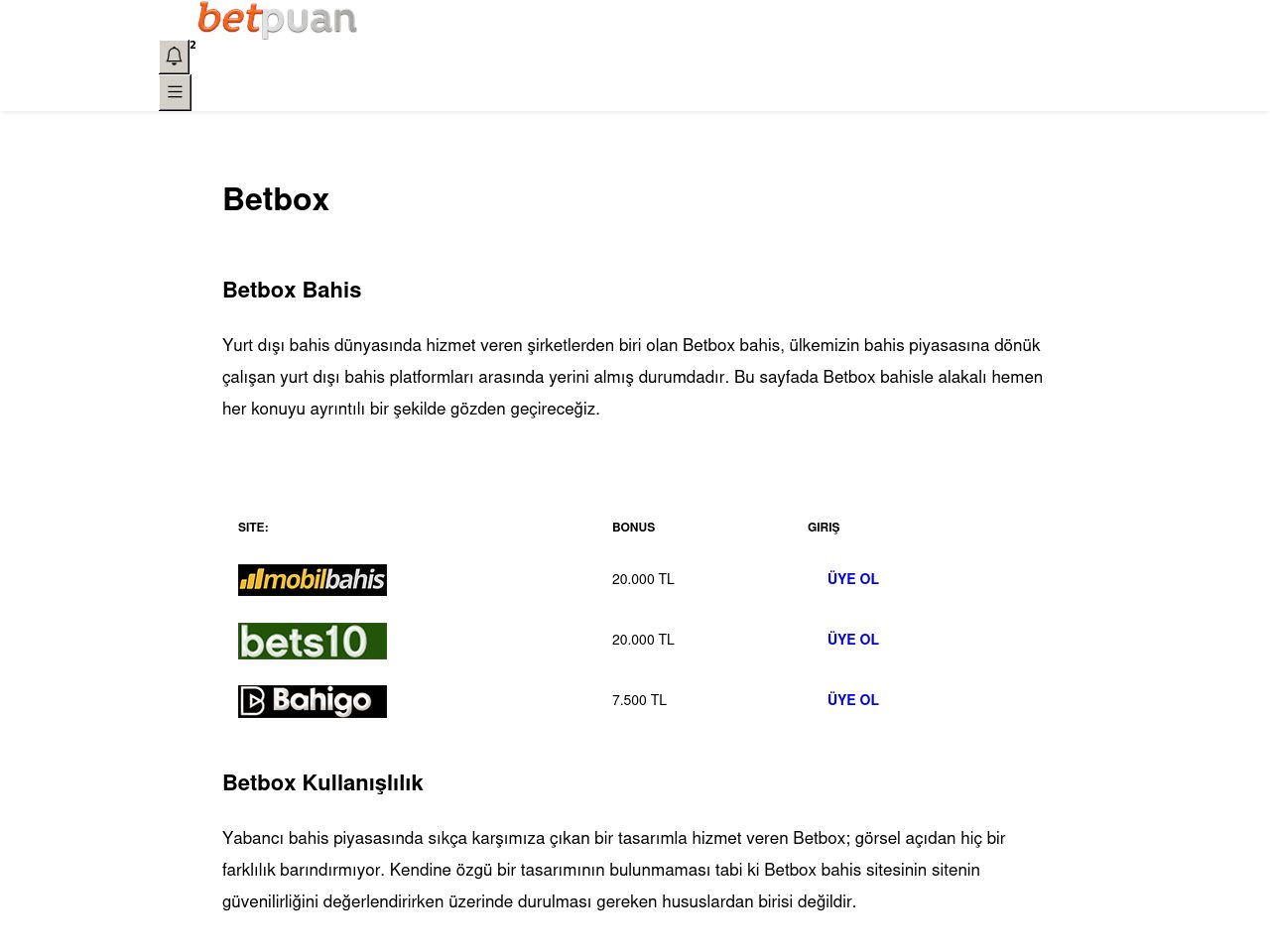Betbox Bahis Analiz